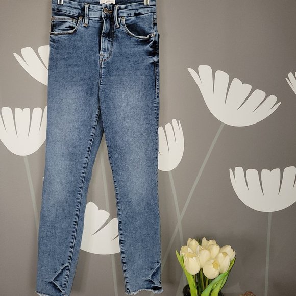 Good American Denim - Good American Good Waist Fray Hem Ankle Jeans Size 2